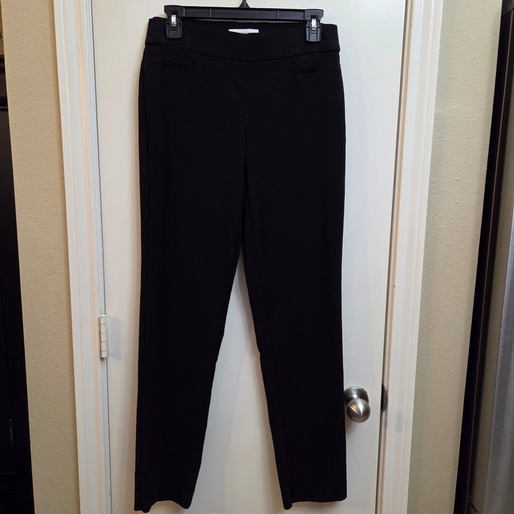 Liz Claiborne Lisa Black Straight Leg Pull On Dress Pants Womens Size 4 Stretch